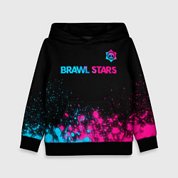 Толстовка-худи детская Brawl Stars - neon gradient: символ сверху, цвет: 3D-черный