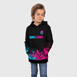 Толстовка-худи детская Brawl Stars - neon gradient: символ сверху, цвет: 3D-черный — фото 2