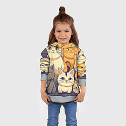 Толстовка-худи детская Кошачий принт от нейросети, цвет: 3D-меланж — фото 2