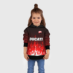 Толстовка-худи детская Ducati- красное пламя, цвет: 3D-черный — фото 2