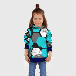 Толстовка-худи детская Шестиугольники абстрактный фон, цвет: 3D-синий — фото 2