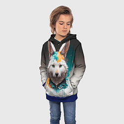Толстовка-худи детская Кролик в каплях краски, цвет: 3D-синий — фото 2