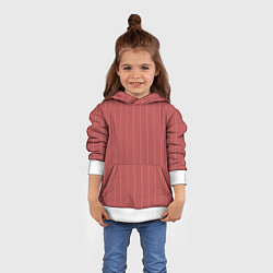 Толстовка-худи детская Серьёзный тёмно-коралловый полосы, цвет: 3D-белый — фото 2