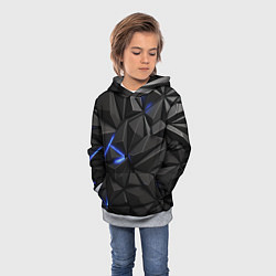Толстовка-худи детская Неоновое синее свечение на черном, цвет: 3D-меланж — фото 2