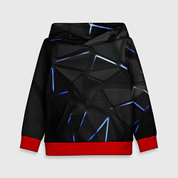 Толстовка-худи детская Black texture neon line, цвет: 3D-красный