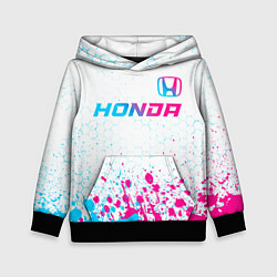 Толстовка-худи детская Honda neon gradient style: символ сверху, цвет: 3D-черный
