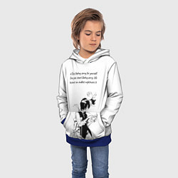 Толстовка-худи детская Дазай и цитата - Бродячие псы, цвет: 3D-синий — фото 2