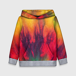 Толстовка-худи детская Огненный тай дай, цвет: 3D-меланж