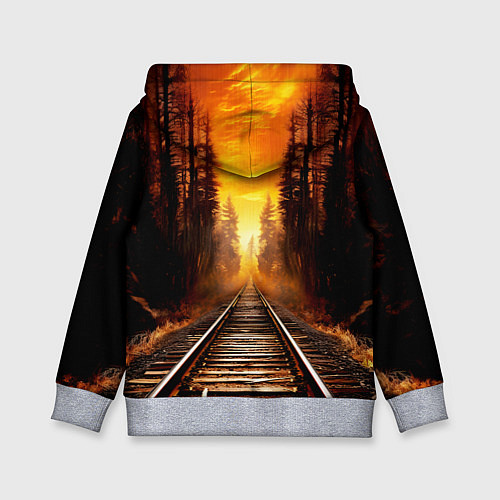Детская толстовка Железная дорога на закате / 3D-Меланж – фото 2