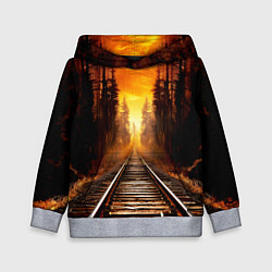 Толстовка-худи детская Железная дорога на закате, цвет: 3D-меланж
