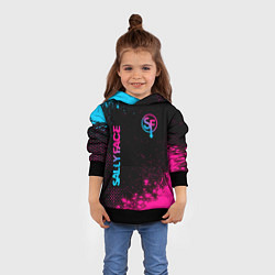 Толстовка-худи детская Sally Face - neon gradient: надпись, символ, цвет: 3D-черный — фото 2