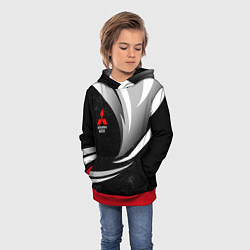 Толстовка-худи детская Митсубиси - строгие оттенки, цвет: 3D-красный — фото 2