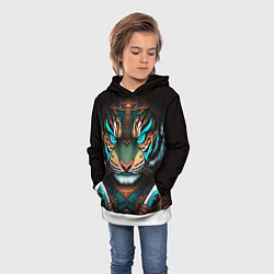 Толстовка-худи детская Тигр самурай, цвет: 3D-белый — фото 2