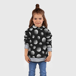 Толстовка-худи детская Шары в полоску на черном фоне, цвет: 3D-меланж — фото 2