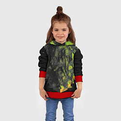Толстовка-худи детская Зеленая абстрактная текстура, цвет: 3D-красный — фото 2