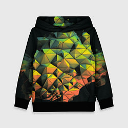 Толстовка-худи детская Зеленая кубическая абстракция, цвет: 3D-черный