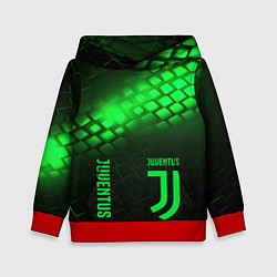 Толстовка-худи детская Juventus green logo neon, цвет: 3D-красный