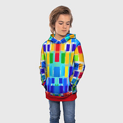 Толстовка-худи детская Colorful strips - pop art - vogue, цвет: 3D-красный — фото 2