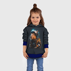 Толстовка-худи детская Cool capybara - cyberpunk - neural network, цвет: 3D-синий — фото 2