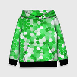 Толстовка-худи детская Кибер Hexagon Зелёный, цвет: 3D-черный