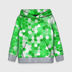 Толстовка-худи детская Кибер Hexagon Зелёный, цвет: 3D-меланж