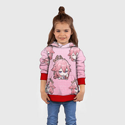 Толстовка-худи детская Chibi Yae Miko Genshin Impact, цвет: 3D-красный — фото 2