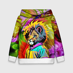 Толстовка-худи детская Funny lion cub - pop art, цвет: 3D-белый