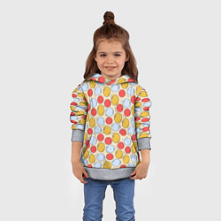 Толстовка-худи детская Красные, желтые и голубые пузыри, цвет: 3D-меланж — фото 2