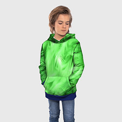 Толстовка-худи детская Зеленые абстрактные листья, цвет: 3D-синий — фото 2