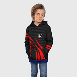 Толстовка-худи детская Honda CR-V - красный и карбон, цвет: 3D-синий — фото 2