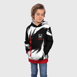 Толстовка-худи детская Honda - белые краски, цвет: 3D-красный — фото 2