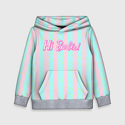 Толстовка-худи детская Hi Barbie - фраза и костюм Кена, цвет: 3D-меланж