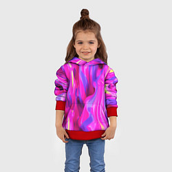 Толстовка-худи детская Pink blue texture, цвет: 3D-красный — фото 2