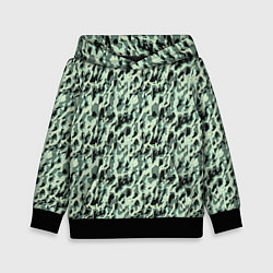 Толстовка-худи детская Пятнистый паттерн приглушенный зелёный, цвет: 3D-черный