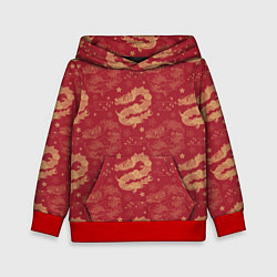 Толстовка-худи детская The chinese dragon pattern, цвет: 3D-красный