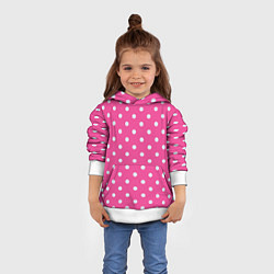 Толстовка-худи детская Горошек в цвете Барби, цвет: 3D-белый — фото 2