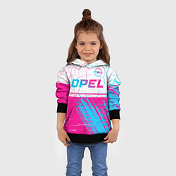 Толстовка-худи детская Opel neon gradient style: символ сверху, цвет: 3D-черный — фото 2