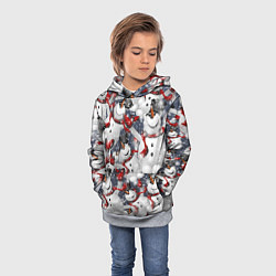 Толстовка-худи детская Зимний паттерн со снеговиками, цвет: 3D-меланж — фото 2
