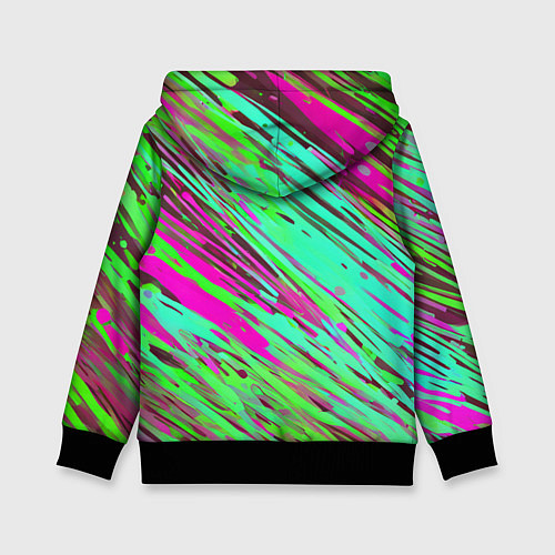Детская толстовка Разноцветные брызги зелёные и розовые / 3D-Черный – фото 2
