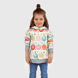 Толстовка-худи детская Разноцветные новогодние шары, цвет: 3D-меланж — фото 2