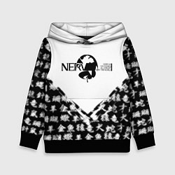Толстовка-худи детская Евангелион логотип Nerv anime, цвет: 3D-черный