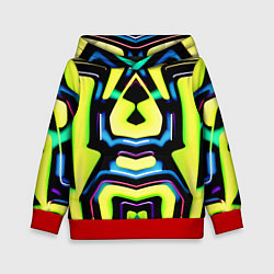 Толстовка-худи детская Mirror abstract composition - неон, цвет: 3D-красный