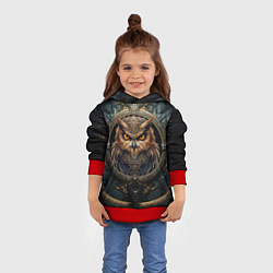 Толстовка-худи детская Сова в викинг-стиле, цвет: 3D-красный — фото 2