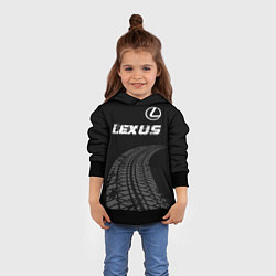 Толстовка-худи детская Lexus speed на темном фоне со следами шин: символ, цвет: 3D-черный — фото 2