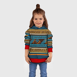 Толстовка-худи детская Этнический рисунок в горизонтальную полоску, цвет: 3D-красный — фото 2