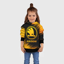 Толстовка-худи детская Skoda - gold gradient, цвет: 3D-черный — фото 2