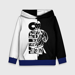 Толстовка-худи детская Kudo черно-белое, цвет: 3D-синий