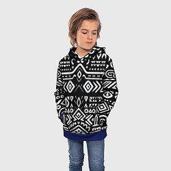 Толстовка-худи детская Черно-белый абстрактный паттерн, цвет: 3D-синий — фото 2