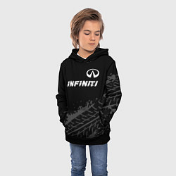 Толстовка-худи детская Infiniti speed на темном фоне со следами шин посер, цвет: 3D-черный — фото 2