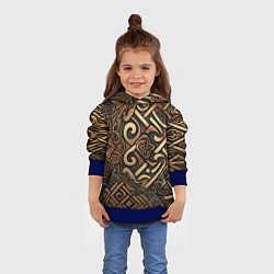 Толстовка-худи детская Асимметричный узор в викингском стиле, цвет: 3D-синий — фото 2